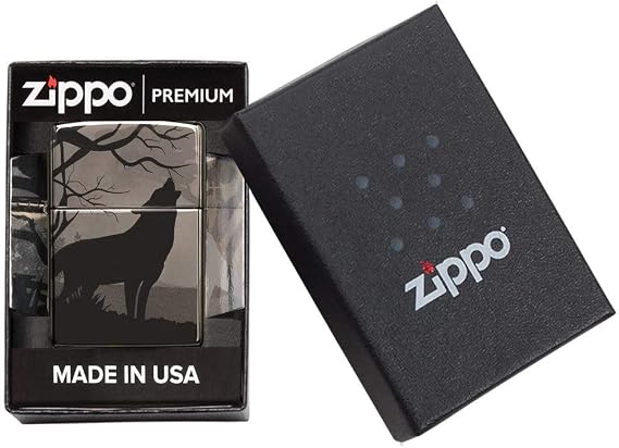 Zippo Howling Wolves 360 Design Black Ice Pocket Lighter