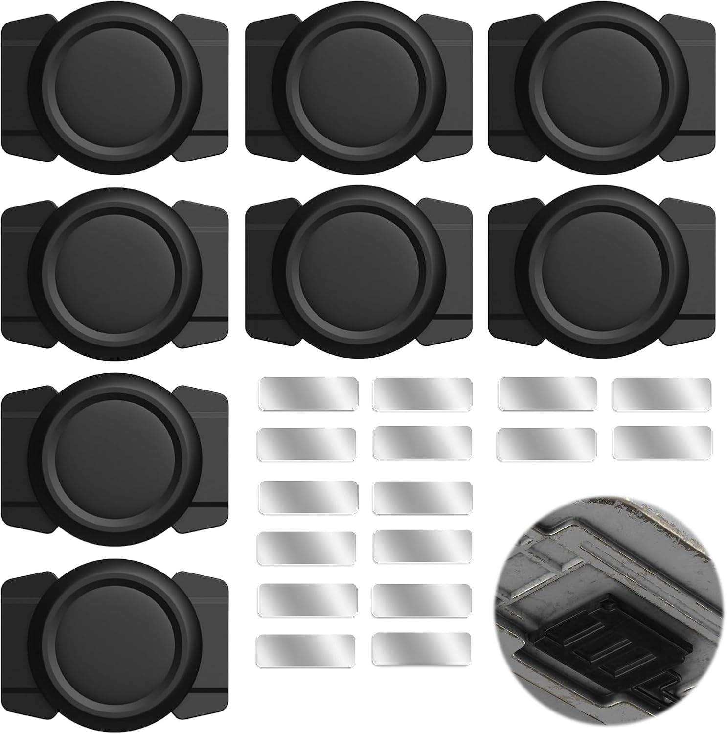Magnetic Holder Case Compatible with AirTag, Hidden Security Protective Cover with Strong Magnet Mount for Metal Surface Car Laptop Bike Waterproof Anti-Loss Silicone Case Black (2) (8 PCS)