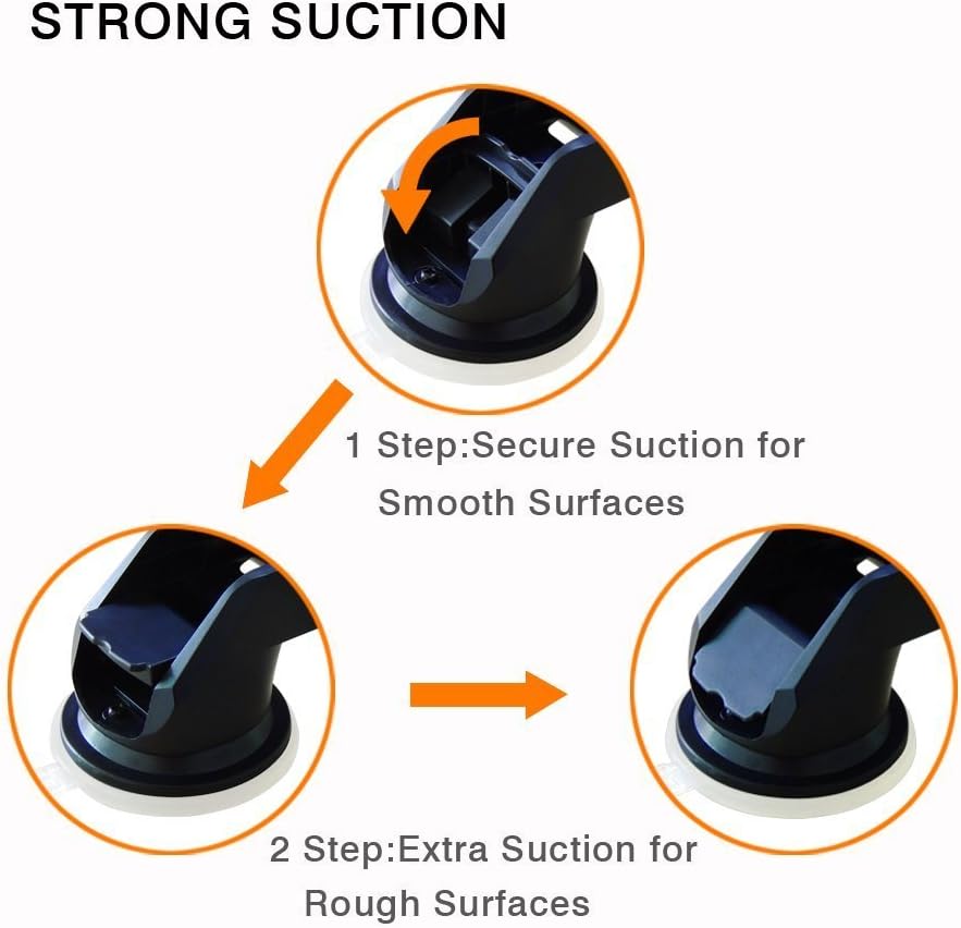 LilBit Car Phone Mount, Universal Long Arm Windshield Mobile Phone Cradle with Suction Cup for 3.5-6.5 inch Smartphone GPS, Black and Blue