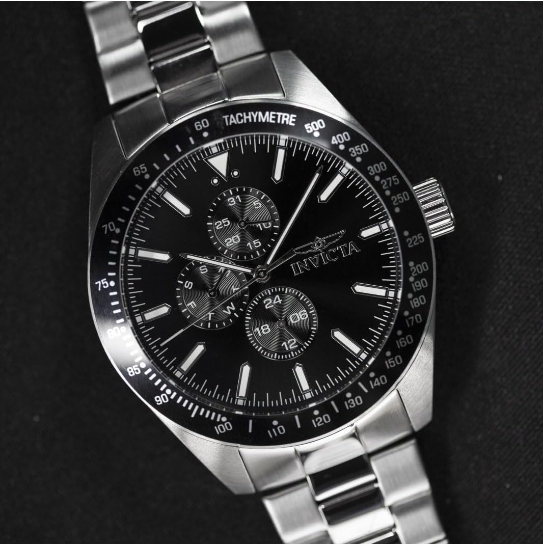 Invicta Aviator Men 45mm Stainless Steel Silver Black dial VH67 Quartz - Image 4