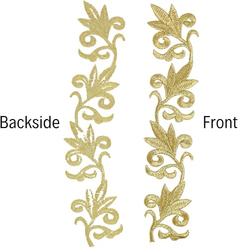 Miniatura 3 de 10 parches de flores doradas para bordar con plancha, parches celtas para coser en apliques para manualidades, decoración de bricolaje, jeans,