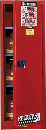 Miniatura 15 de Justrite Gabinete de almacenamiento inflamable delgado de cierre manual de 22 galones, acero de calibre 18, 3 estantes, gabinete de fuego de 2
