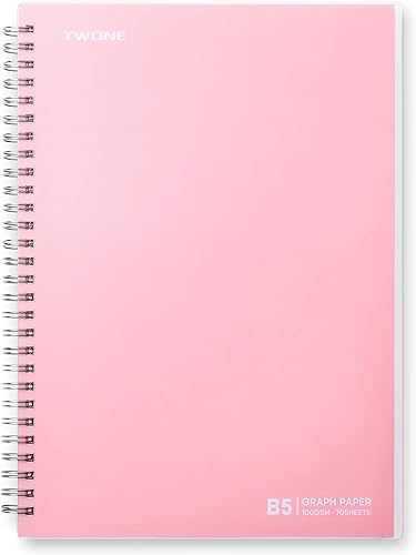 Miniatura 8 de TWONE Paquete de 4 cuadernos de papel cuadriculado encuadernado en espiral, 10 x 7 pulgadas con 70 hojas, 140 papel cuadriculado, ideal para