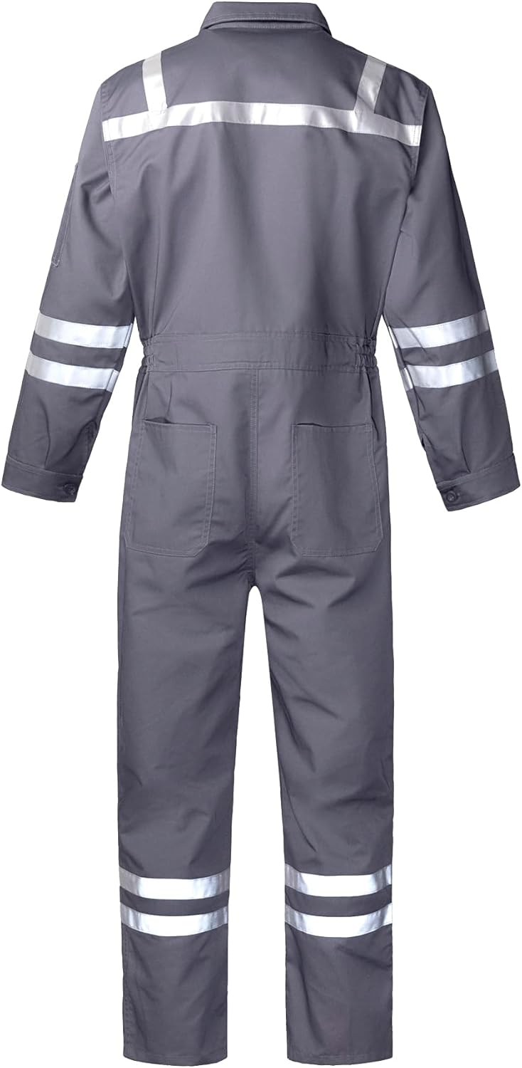 Men's Work Coverall High Visibility Overalls Mechanics Coveralls Workwear Jumpsuit with Multi Pockets