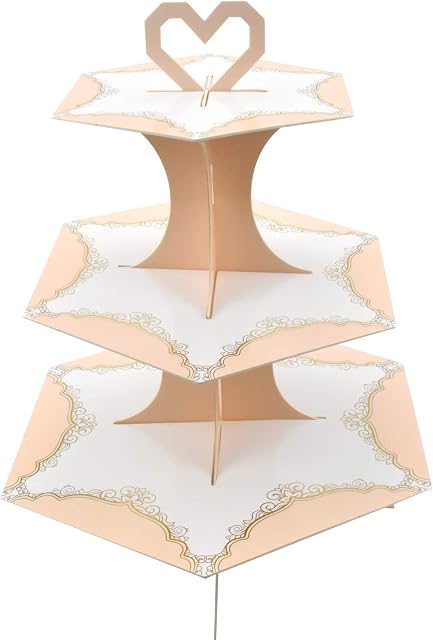 3 Tiers Cupcake Stand Cardboard Cake Stand Round Cupcake Holder Display Stand Pink White Dessert Tower Food Serving Stand for Wedding Birthday Party Afternoon Tea Dessert Snack Display