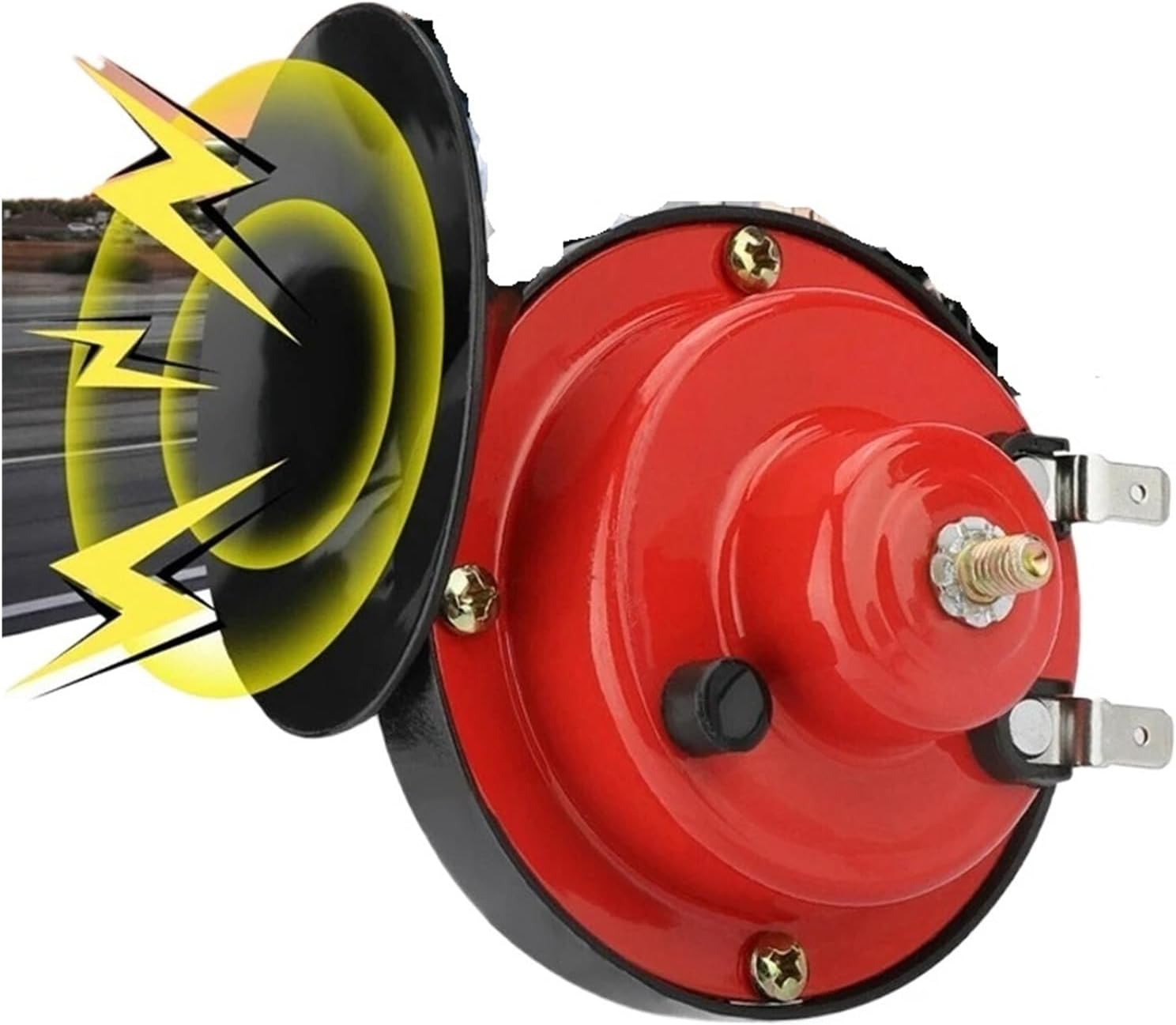 New Car Signal Sound Speaker 60db 12V Super Train 510hz Air Electric Snail Horn Supplies Car-boat Motorcycles Automotive Loudspeaker(Red)