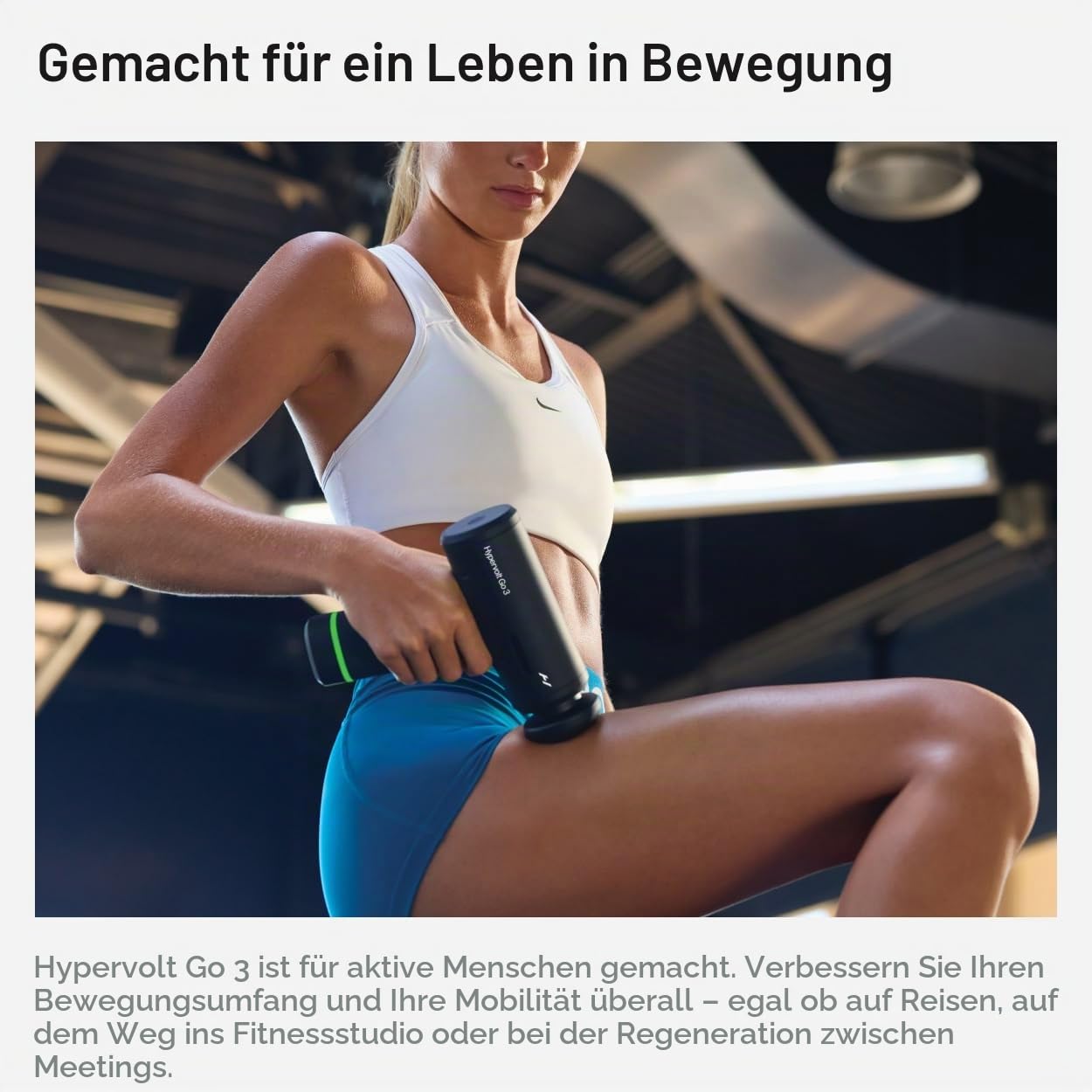 Hyperice Hypervolt Go 3 - Kompaktes Handmassagegerät mit QuietGlide-Technologie | 3 Geschwindigkeiten, leichtes und tragbares Design | Hilft bei der Linderung von Muskelschmerzen und zur Verbesserung