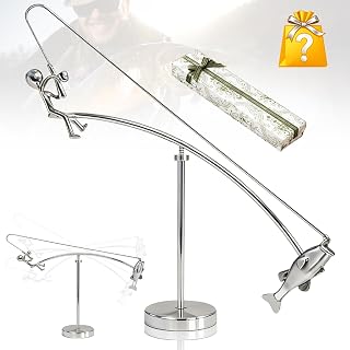 Fisherman Balancing Sculpture - Kinetic Fishing Sculpture with Perpetual Motion, Unique Kinetic Art & Balance Art, Cool Desk Gadgets for Home Decor and Office Decor