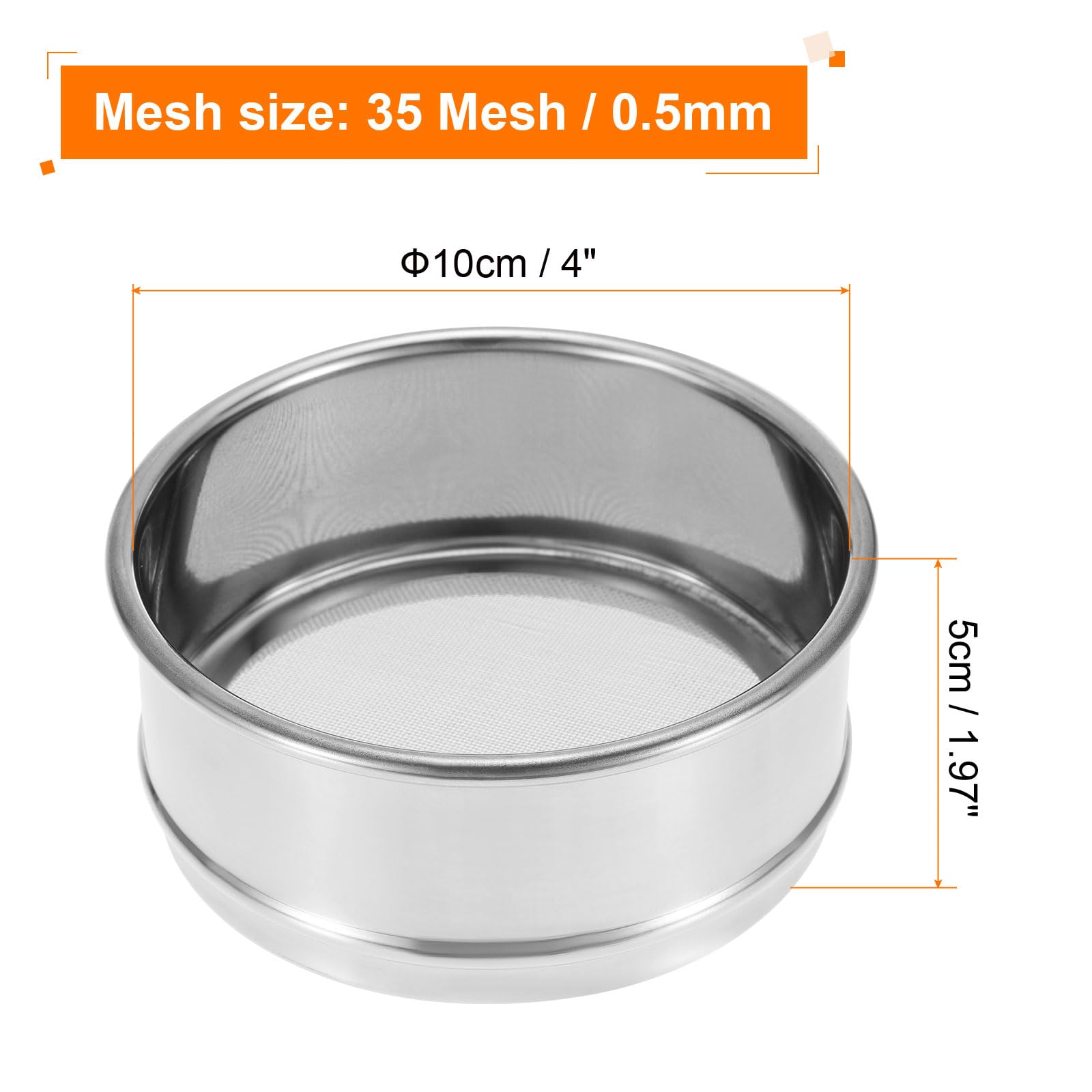 PATIKIL 35 Mesh Laborsieb 4" Durchmesser Prüfsieb 304 Edelstahlgewebe (0,5mm) für Industrielles Labor