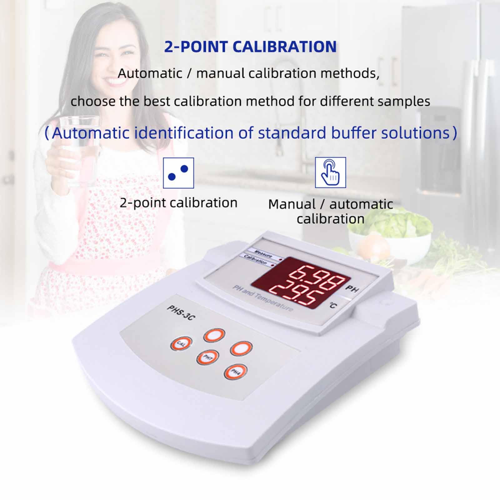 Medidor De Ph Digital De Sobremesa, Analizador De Calidad Del Agua De Alta Precisión, Compensación Automática De Temperatura, Autocalibración De 2 Puntos Y Pantalla Led