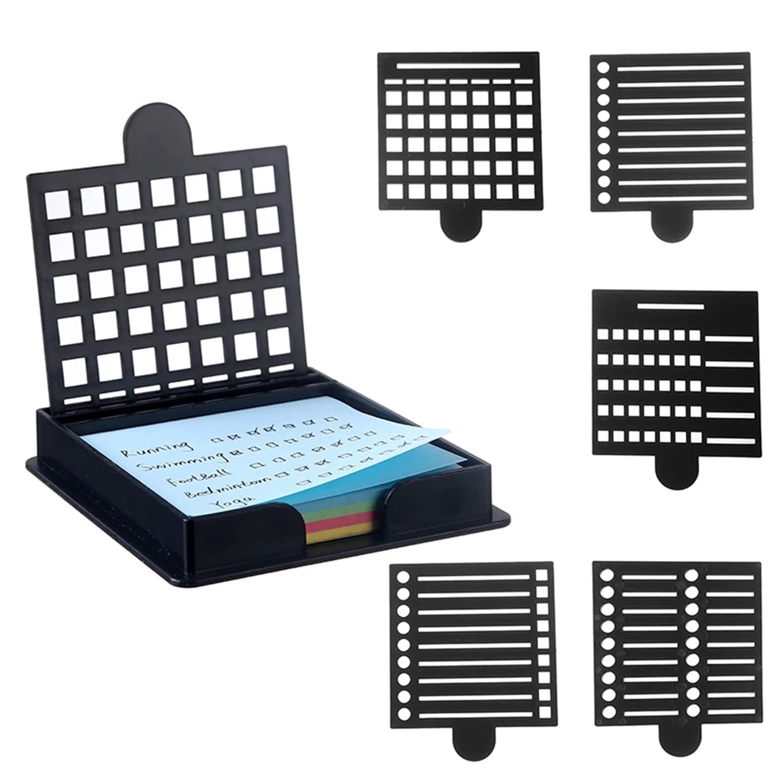 Organizador de escritorio para notas adhesivas, dispensador de notas adhesivas con plantillas – 3/5 juegos para ahorrar espacio (amarillo, 5 piezas)