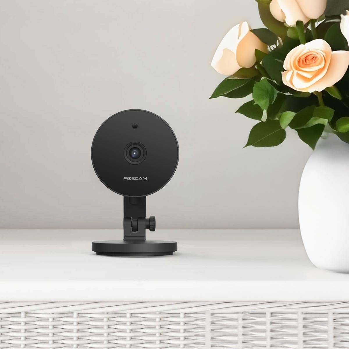 Foscam C5M 3K 5 MP dwuzakresowa kamera do monitoringu Wi-Fi z noktowizorem do 8 m, dwukierunkowe audio, wykrywanie hałasu i ruchu, kompresja wideo H.264+/H.264 (czarna)