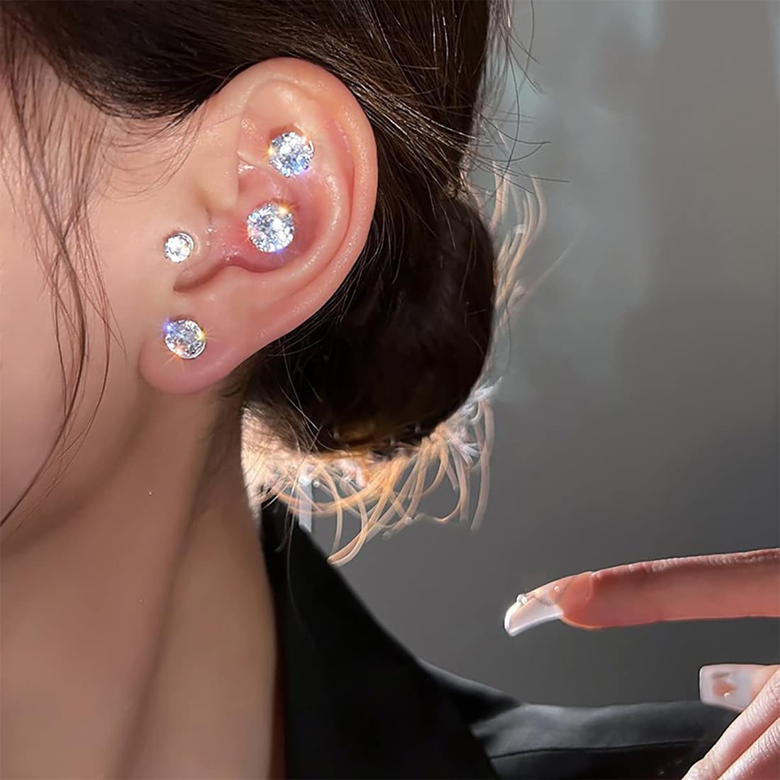 JEYORZY 4 Paia Orecchini Magnetici, Orecchini Magnetici Donna, Clip auricolari Finti Uomo, Orecchino magnetico in Acciaio Inossidabile per Uomo Donna Unisex Non-Piercing Calamita Finti Orecchino Set