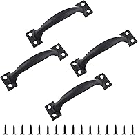 Bivethoi 4pcs 4 Inch Vintage Black Barn Door Pulls - Metal Utility Handles for Cabinets, Gates, Drawers, Garage Doors & Fences