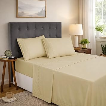 Dreamology Tencel Sheet Set Queen,100% Tencel Lyocel Sheet Set, Eucalyptus Sheets, Soft, Breathable & Cooling Satin Sheets for Hot Sleepers, Queen Bed Sheets,16" Deep Pocket - 4 Piece Wood Ash