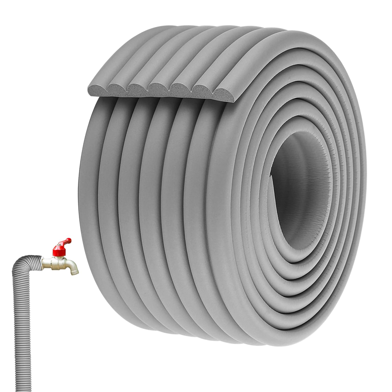 8 cm x 5 m Isolants de tuyaux pour extérieur, isolation en mousse pour tuyaux de chauffage, protection de tuyau auto-adhésive, isolation thermique et acoustique, pour conduites d'eau extérieures en