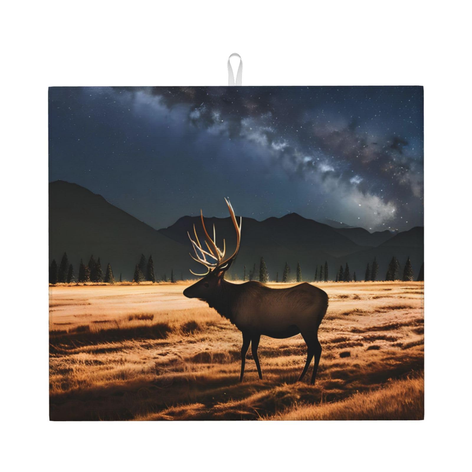 YYHHAOFA Elk in the meadow Prints Kitchen Drying Mat – Absorbent Dish Throw for Countertops, Quick-Dry Non-Slip Layer with Stylish Prints, for New Homes