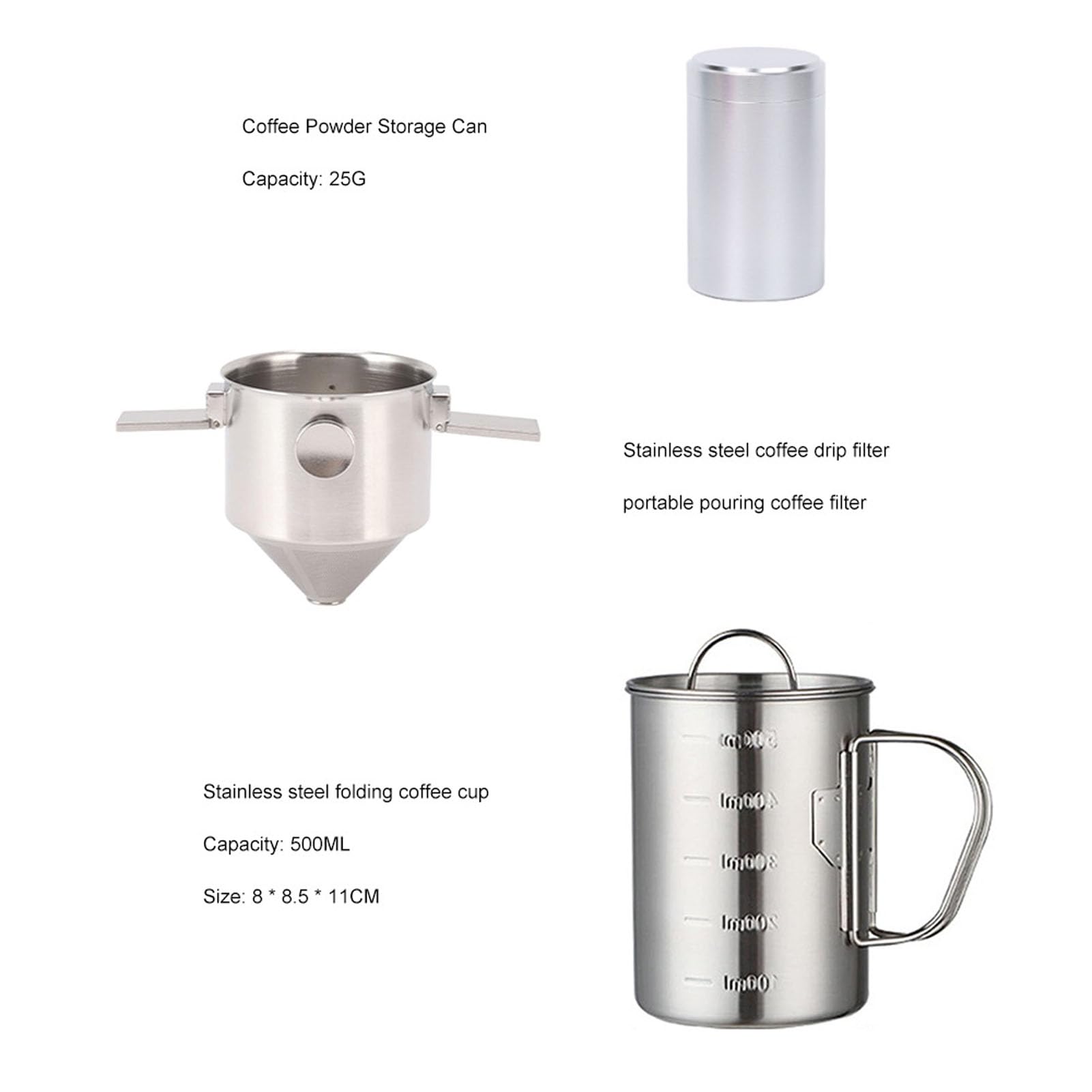 Pour Over Kaffeeset Für Unterwegs – Isolierbecher Mit Edelstahlfilter, Auslaufsicher (Camping, Reisen)