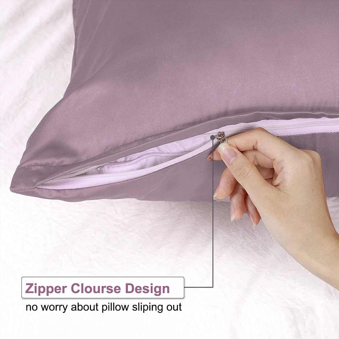 sourcing map Satin Pillowcase for Hair and Skin 2 Pack - Image 3