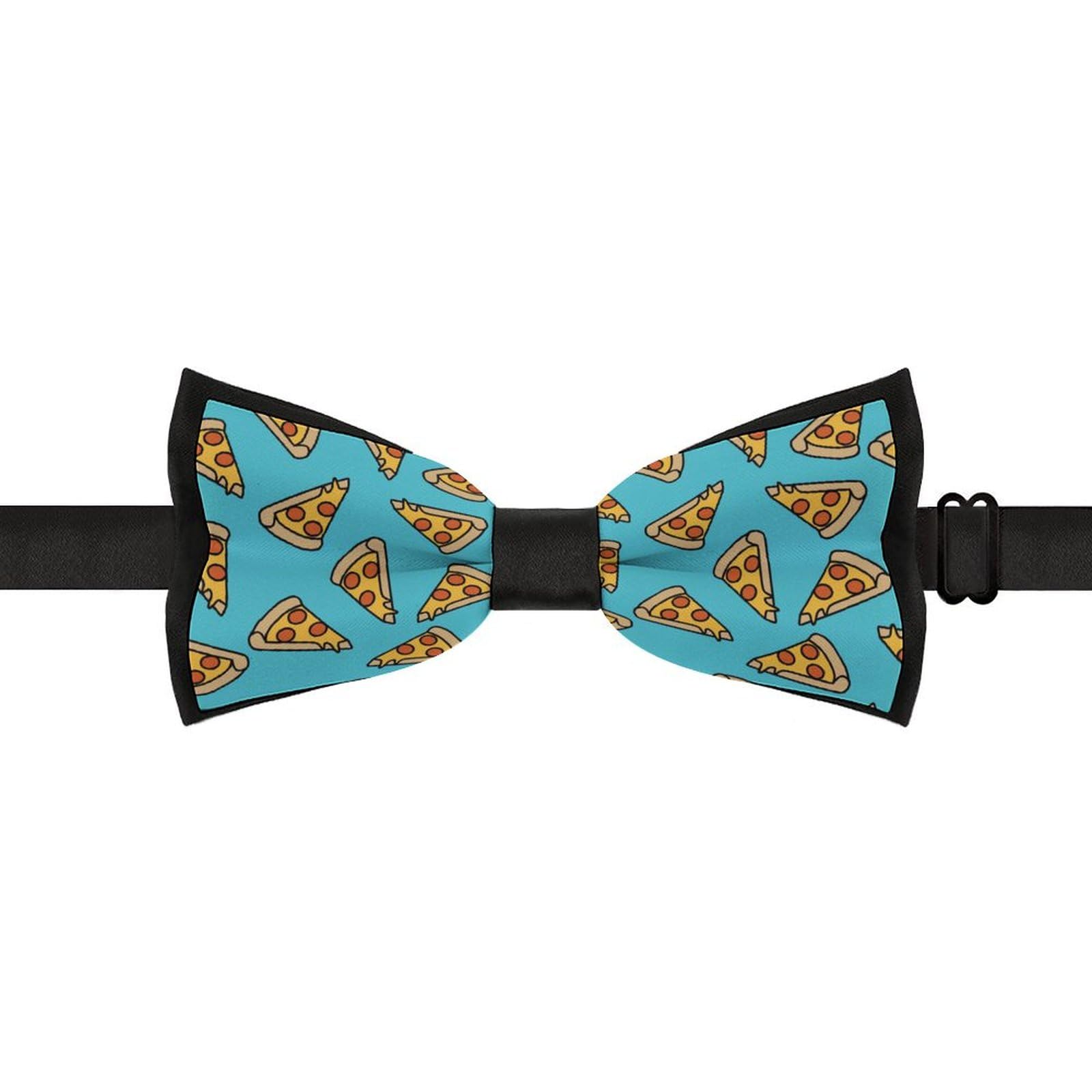 GoasNei Funny Pizza Pattern Bow Tie for Men Adjustable Necktie Funny Tie Neck Ties for Weddings Party