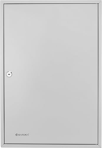 Vista 3 de Barska Gabinete para llaves de 240 posiciones con ganchos numerados, organizador de llaves de acero para montaje en pared, caja fuerte con registro