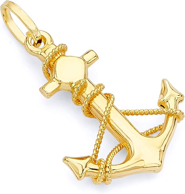 White gold anchor charm Clearance