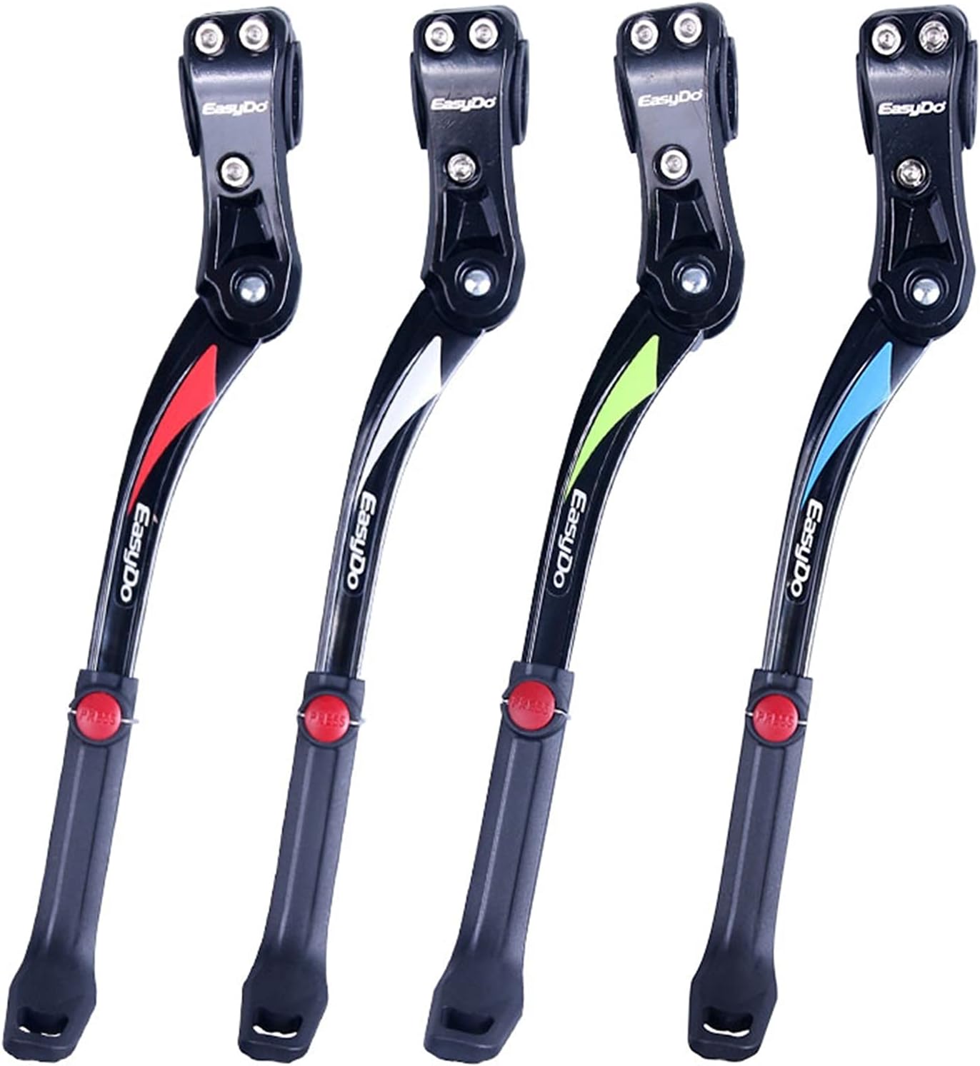 LJLCD Bicycle Stand Easydo Bicycle Bike Kickstand Parking Rack Mountain Bike Support Side Kick Stand Foot Brace 24''-29'' Adjustable 34-41cm Durable (Color : Black Red)