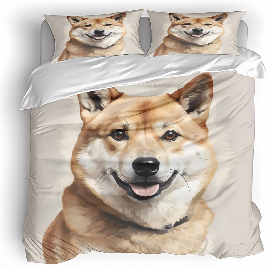 Parure de lit 2 personnes chien housse couette 220x240 microfibre