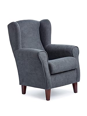 SILLONEA - Sillón Orejero pequeño, con Tela Antimanchas, de reducido tamaño para salón o dormitorio (Tamaño:100*74*77cm) Tapizado en MARENGO. Butaca ideal para ver la tv, leer o lactancia.