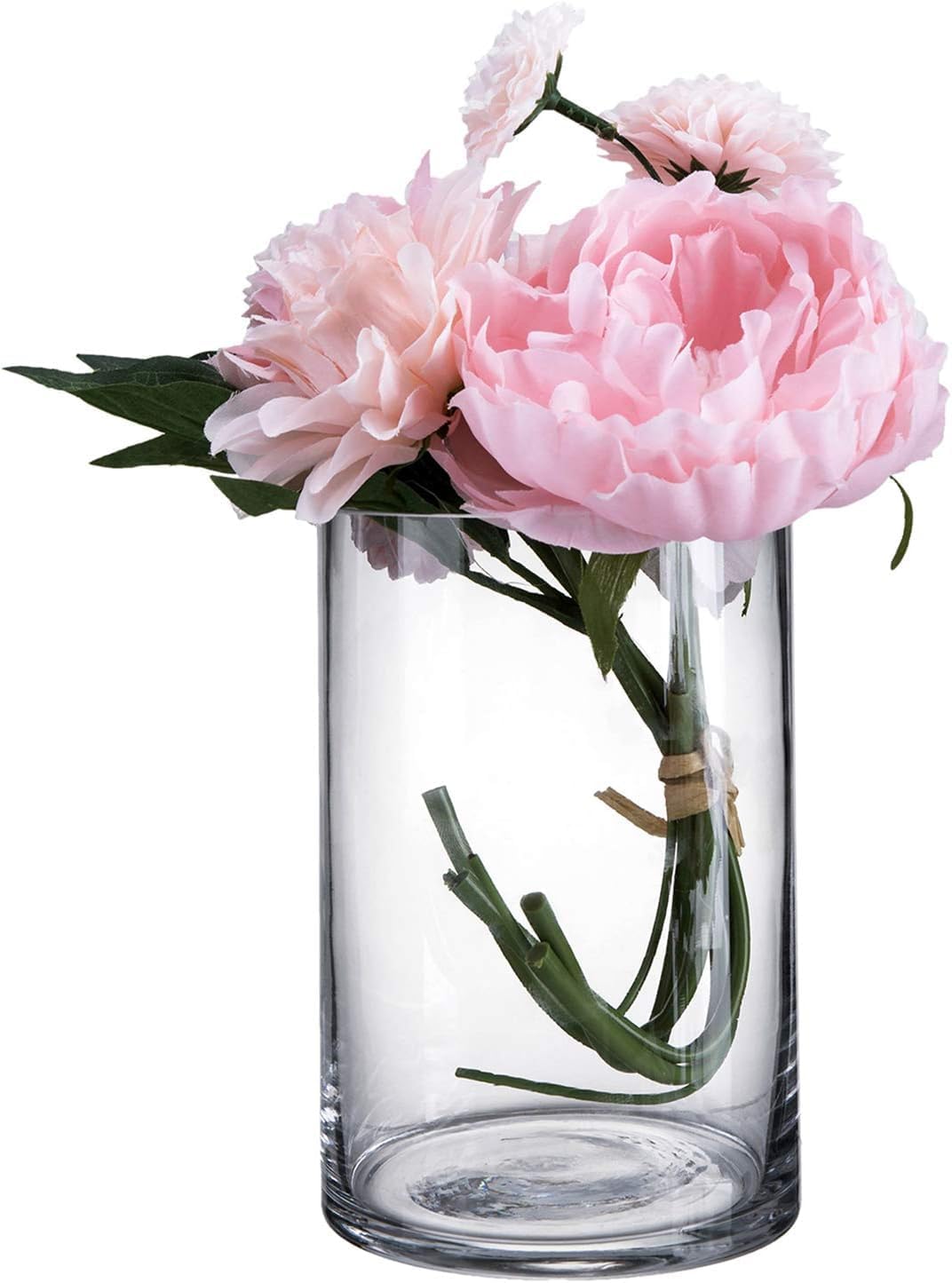 Decent Glass Clear Round Glass Tall Vase 25,20,15cm Tall x 10cm Wide Cylinder Glass Vase for Weddings, Events, Decorating, Arrangements, Flowers, Office, or Home Decor. (15cm)