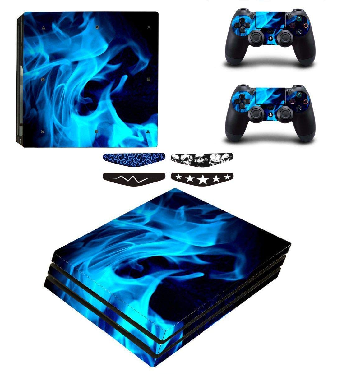 Elton Blue Ice Flame Fire Theme 3M Skin Sticker Cover for PS4 Pro Console and Controllers + 4 Led bar Decal [video game] (B08XMJP5F9) Amazon Price History, Amazon Price Tracker