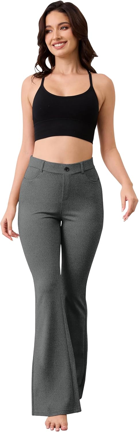 VIMPEP Women’s Classic Yoga Dress Pants High Rise Flare Soft Feeling Pull On Work Yoga Pants for Business Office Work 2102 - Image 4