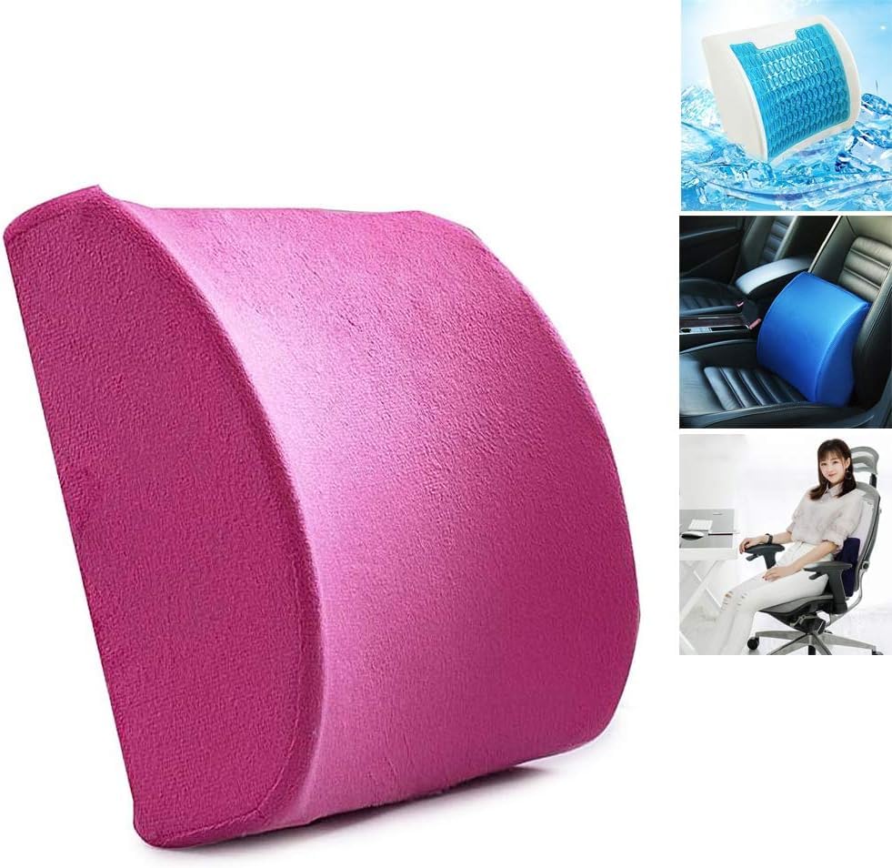 Oreiller de soutien lombaire en velours rose avec gel de massage frais