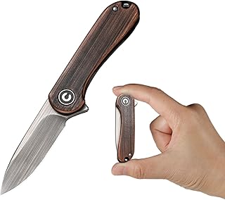 CIVIVI Mini Elementum Flipper Pocket Knife, Small folding Knife with 1.83" 14C28N Blade, Copper and Stainless Steel Handle C18062Q-2
