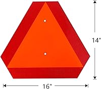 Vista 2 de Letrero reflectante de movimiento lento para vehículo, triángulo de vehículo de movimiento lento, 14 x 16 pulgadas, 80 mil de grosor, de plástico