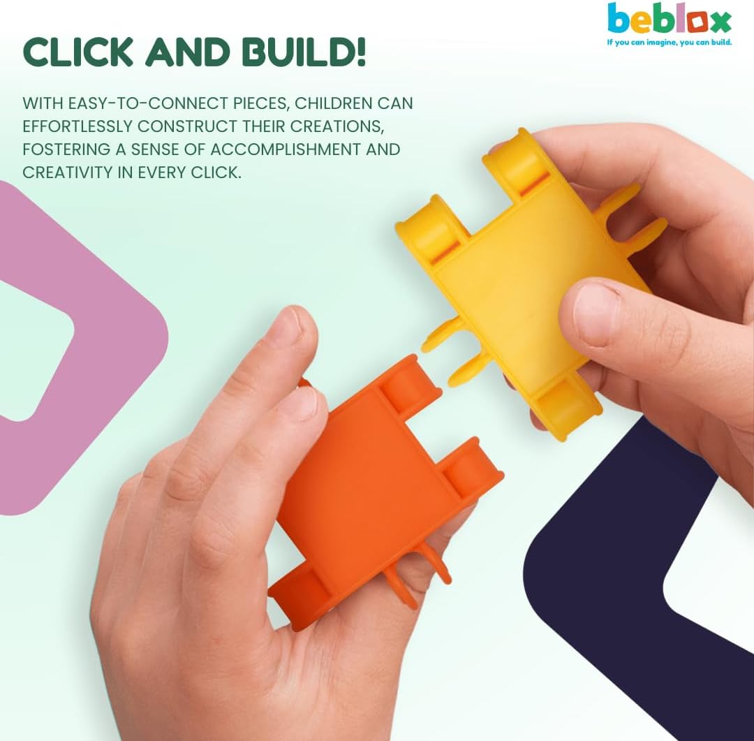 BEBLOX Building Blocks for Kids - Duck Set - 87-Piece Connecting Tiles - Interlocking Building Blocks for Kids, STEM Toys, Fun & Educational for Boys & Girls, Preschool Learning Activities Ages 4+ image 5