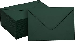 Sobres verdes 50pcs sobres de color verde oscuro A7 por invitación elegantes sobres 5x7 con sobres de papel de pegamento de color en V para graduación, invitación, baby shower, boda