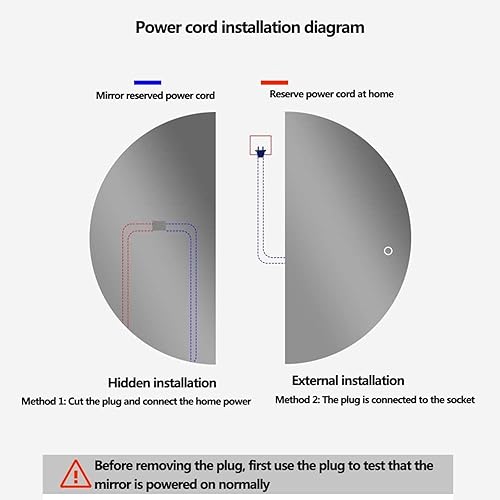 Miniatura 7 de Espejo de baño LED, espejo de baño semicircular, espejo de tocador, iluminación de tres colores, montado en la pared, espejo retroiluminado