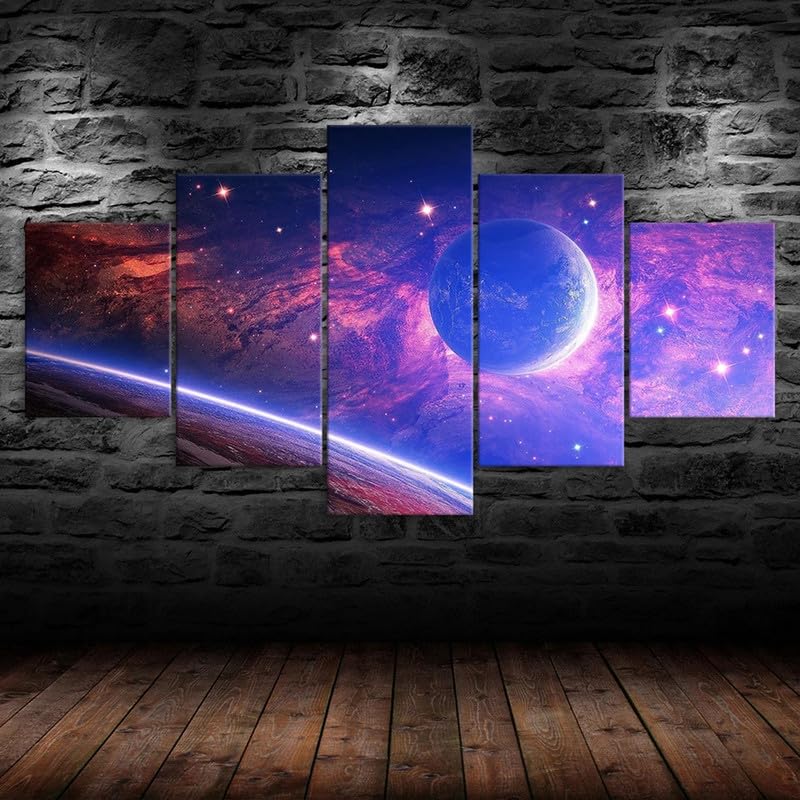 5 piezas de lienzo de arte de pared,5 piezas lienzo Cosmos Espacio Universo Mágico Paisaje,5 piezas cuadro lienzo,Cuadros Decoracion Salon 5 Piezas Cuadro Moderno XXL,Cuadro sobre Lienzo 150x80cm