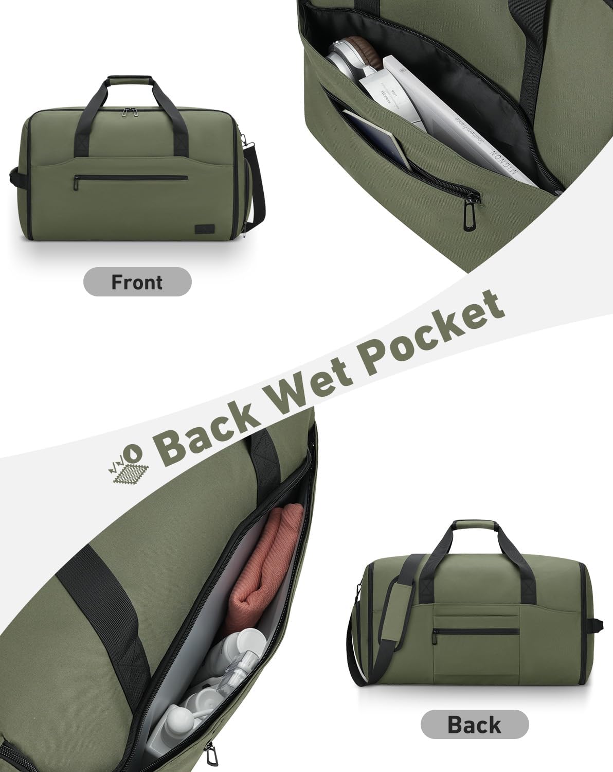 Garment Duffle Bag for Men,Convertible Garment Bags for Travel,Suit Carry-on Travel Bag Expandable with Shoes Compartment for Business Trip,Weekend(Black) - Image 6