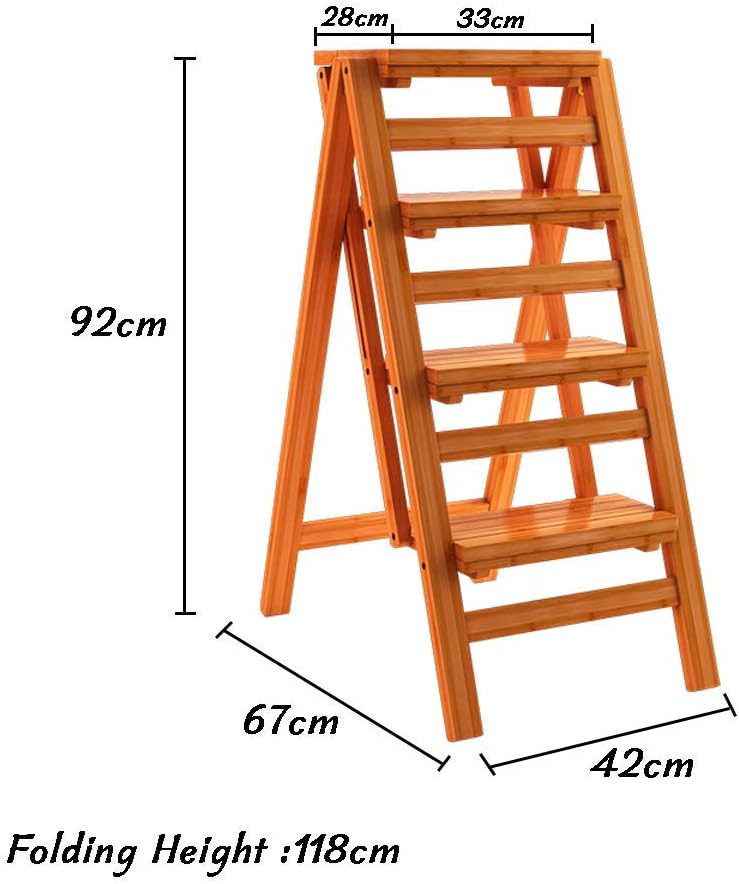 Creative Transforming Folding Library Steps Multi-Layer Step Ladder Chair Kitchen Office Use Natural Bamboo Material