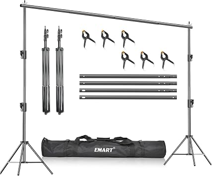 EMART Heavy Duty Backdrop Stand, 7 x 10ft Adjustable Background Support System Kit with Carry Bag for Photography