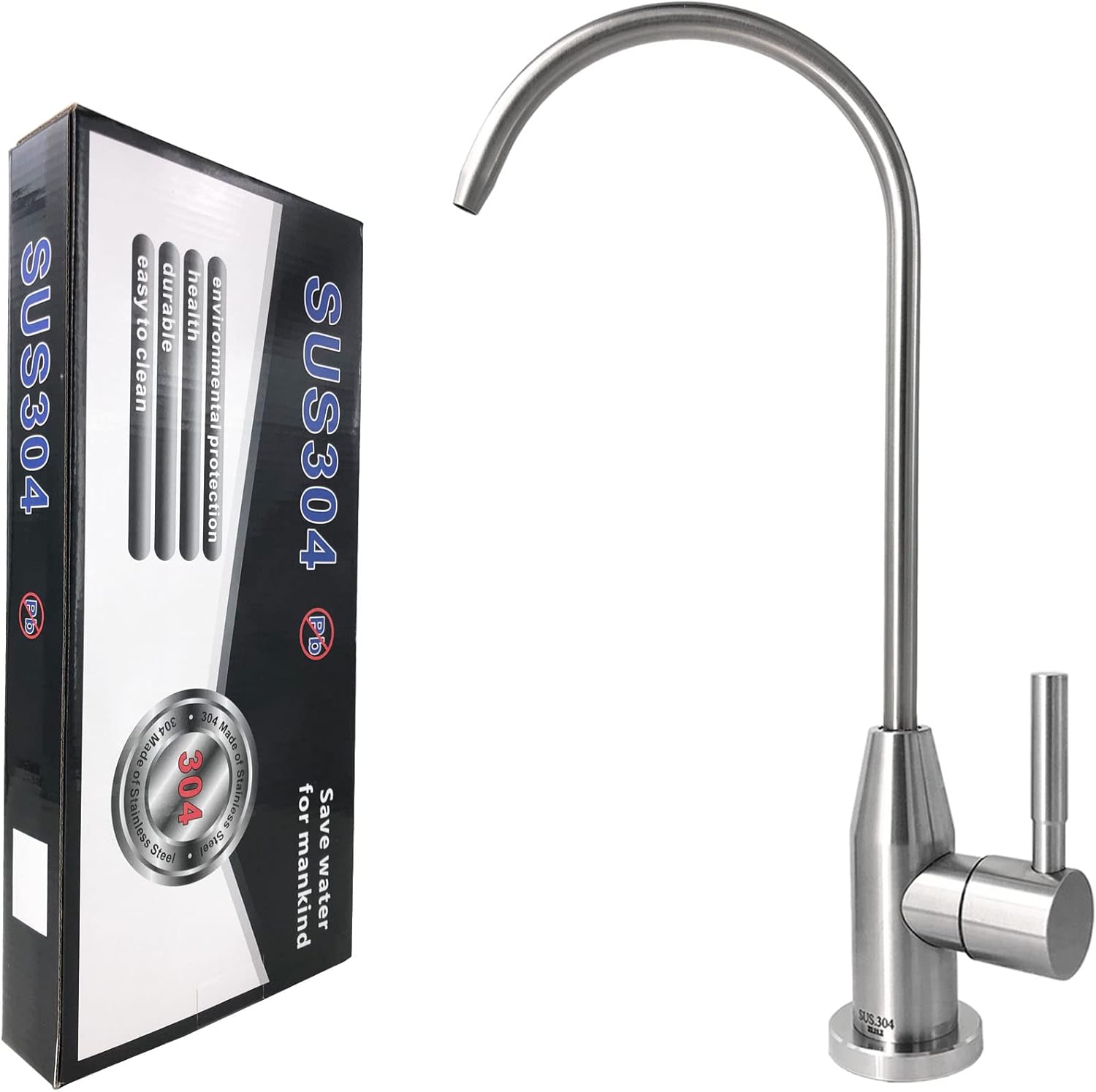 SUS304 Stainless Steel Drinking Water Faucet, LeadFree Filtered Kitchen Water Filter Faucet
