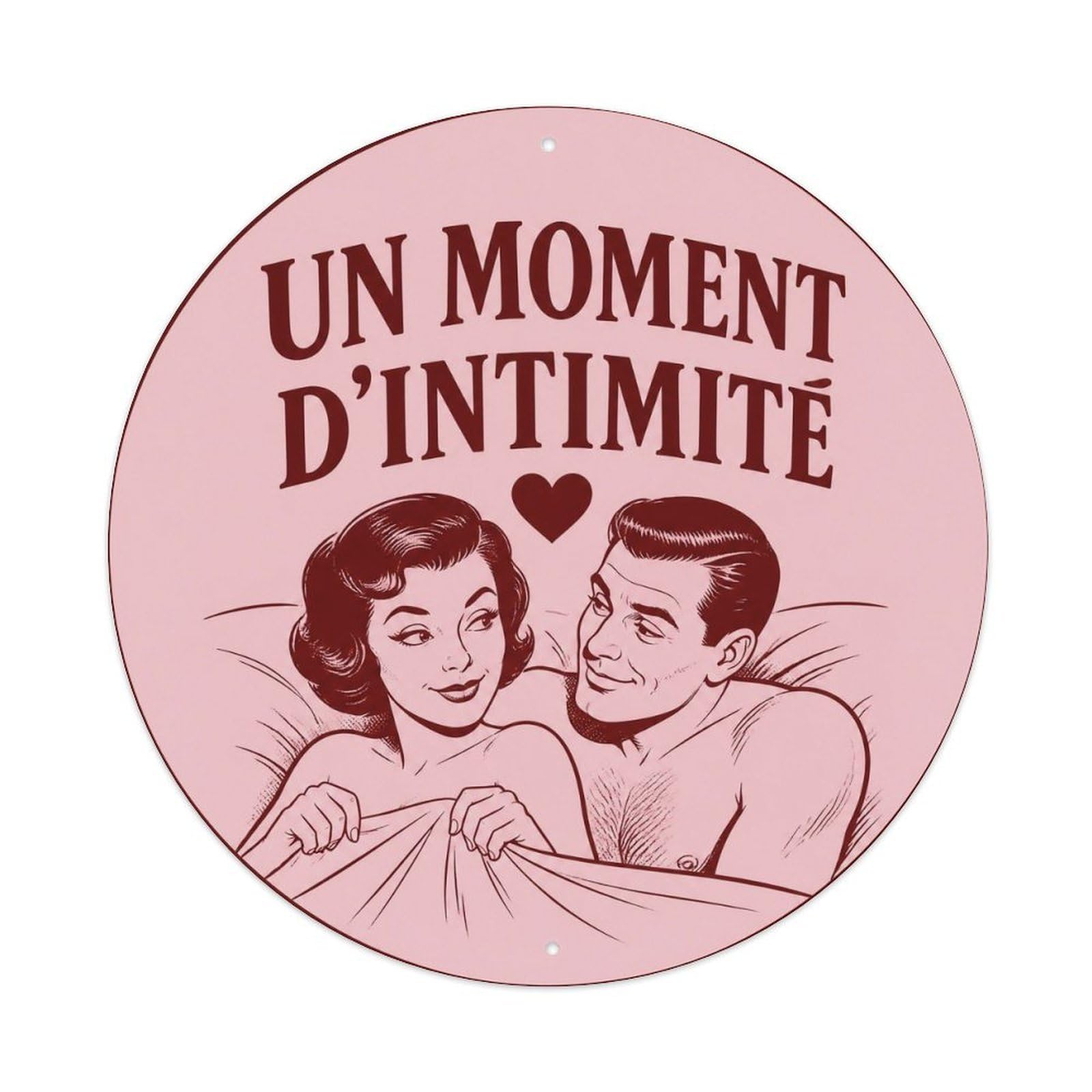 Olyhtr 8X8inch Classic Style Moment Intimite Satire Typography French Heritage Icon Metal Tin Sign