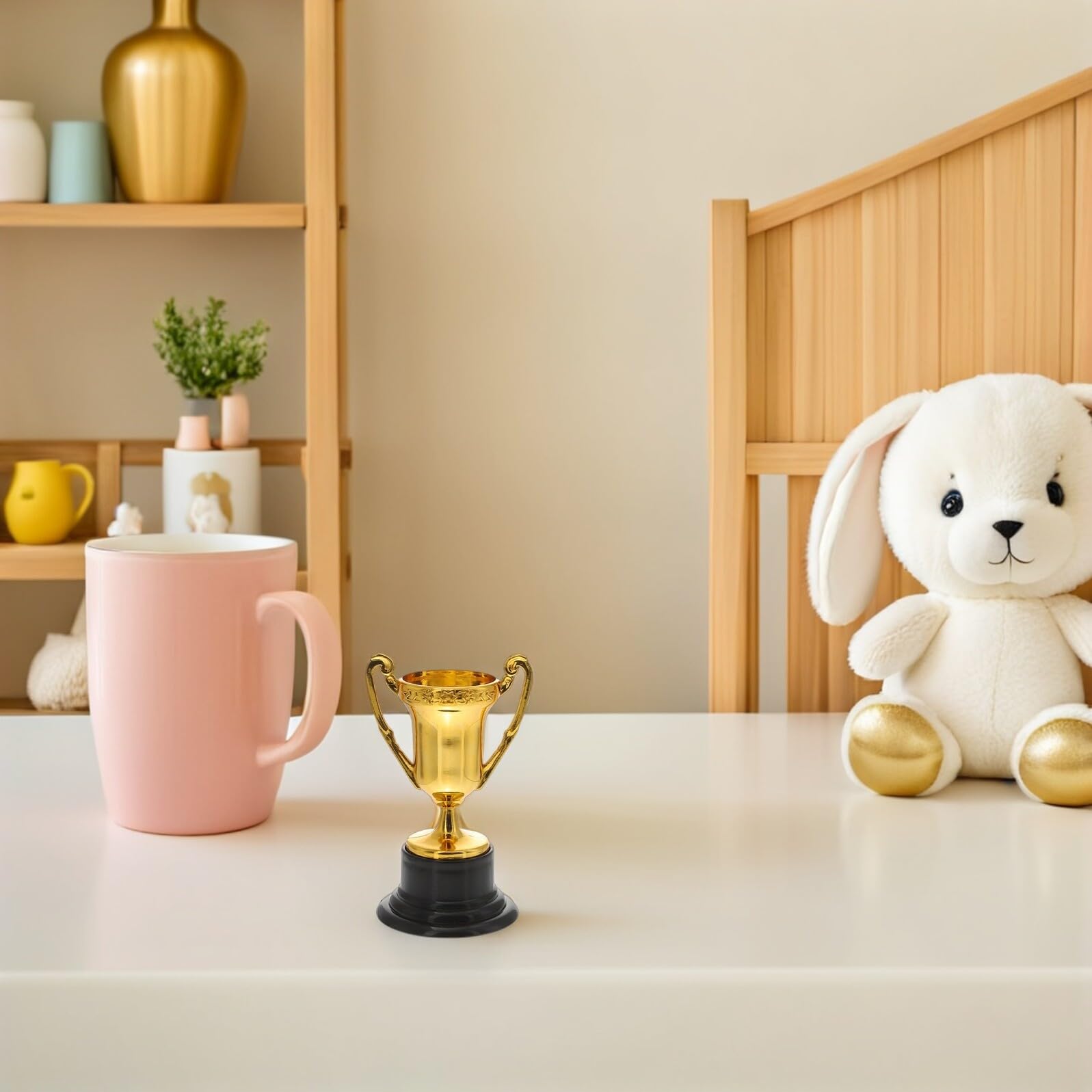 ibasenice 32 Copas de Trofeo de Plástico Dorado, Mini Premios Ligeros y Fáciles de Llevar para Decoraciones de Mini Trofeos en Fiestas y Eventos Deportivos