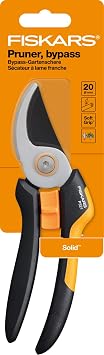 مقصات الحدائق Fiskars Bypass M، صلبة، P321، للفروع والشجيرات الطازجة، طلاء غير لاصق، شفرات من الفولاذ المقاوم للصدأ، الطول: 20.1 سم، أسود/برتقالي، 1057162