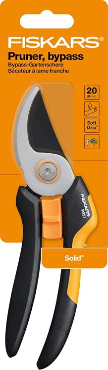 مقصات الحدائق Fiskars Bypass M، صلبة، P321، للفروع والشجيرات الطازجة، طلاء غير لاصق، شفرات من الفولاذ المقاوم للصدأ، الطول: 20.1 سم، أسود/برتقالي، 1057162