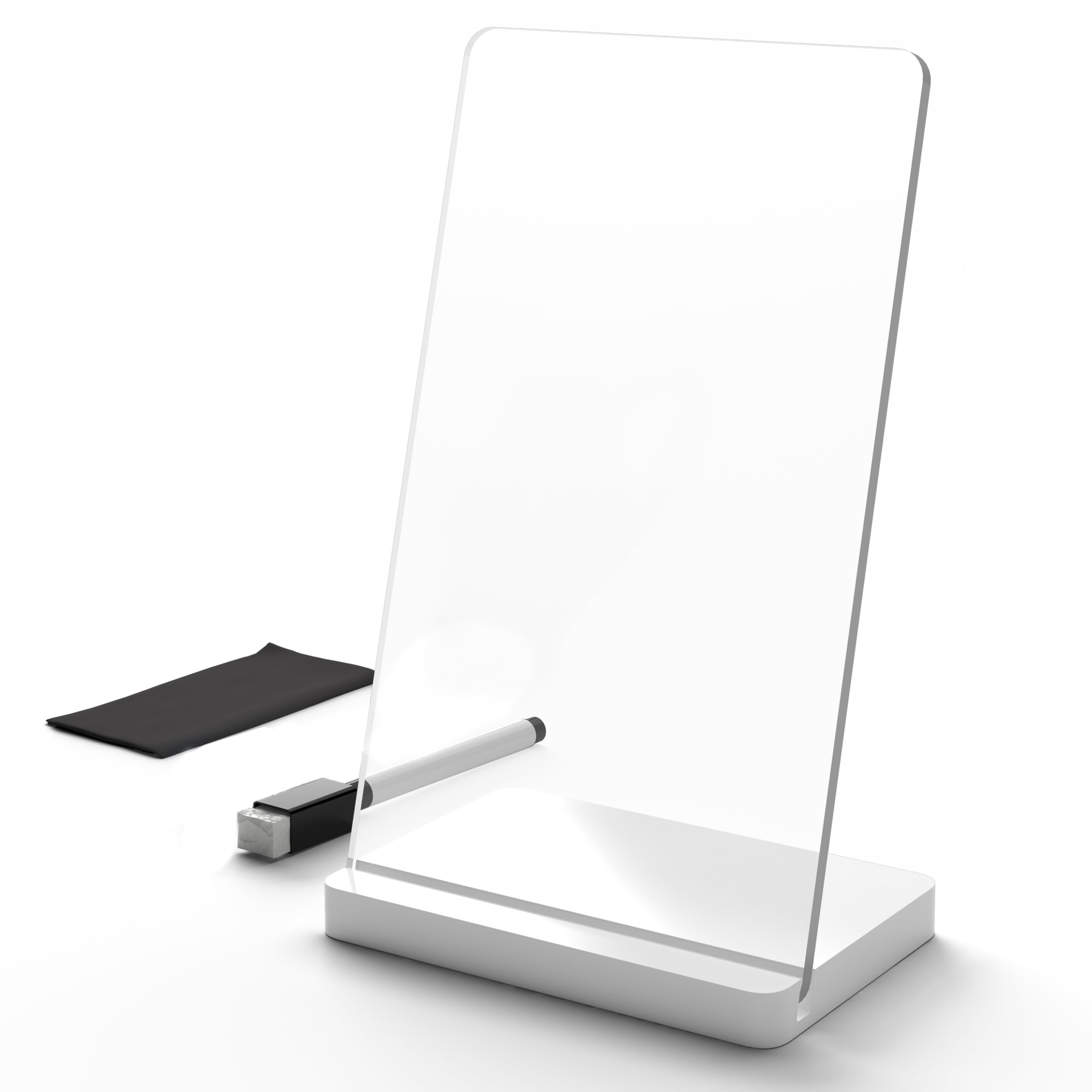 to Do List Acrylic Board for Desk (12X8 CM)| Best Planner & Organiser | White Acrylic Base| with 2 Markers & Cleaning Fabric |Blank Transparent Planner|Small Size-image-1