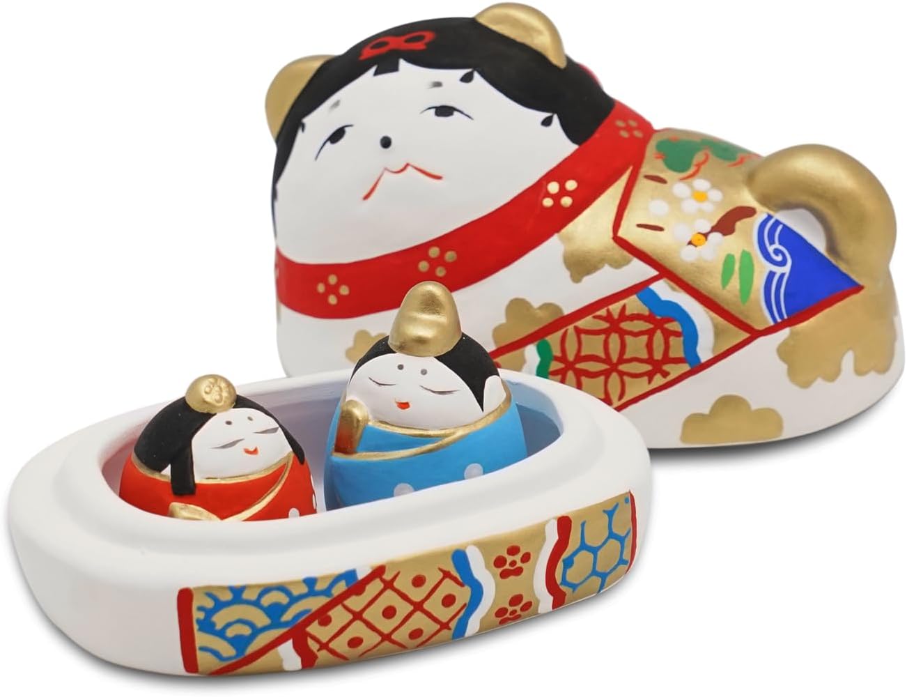 Amazon.co.jp: ふくべ屋 瀬戸焼 雛人形 犬筥お雛かくれんぼ 小さい雛付き 玩具工房 ひな人形 モダンでかわいらしい 安産祈願にも ...