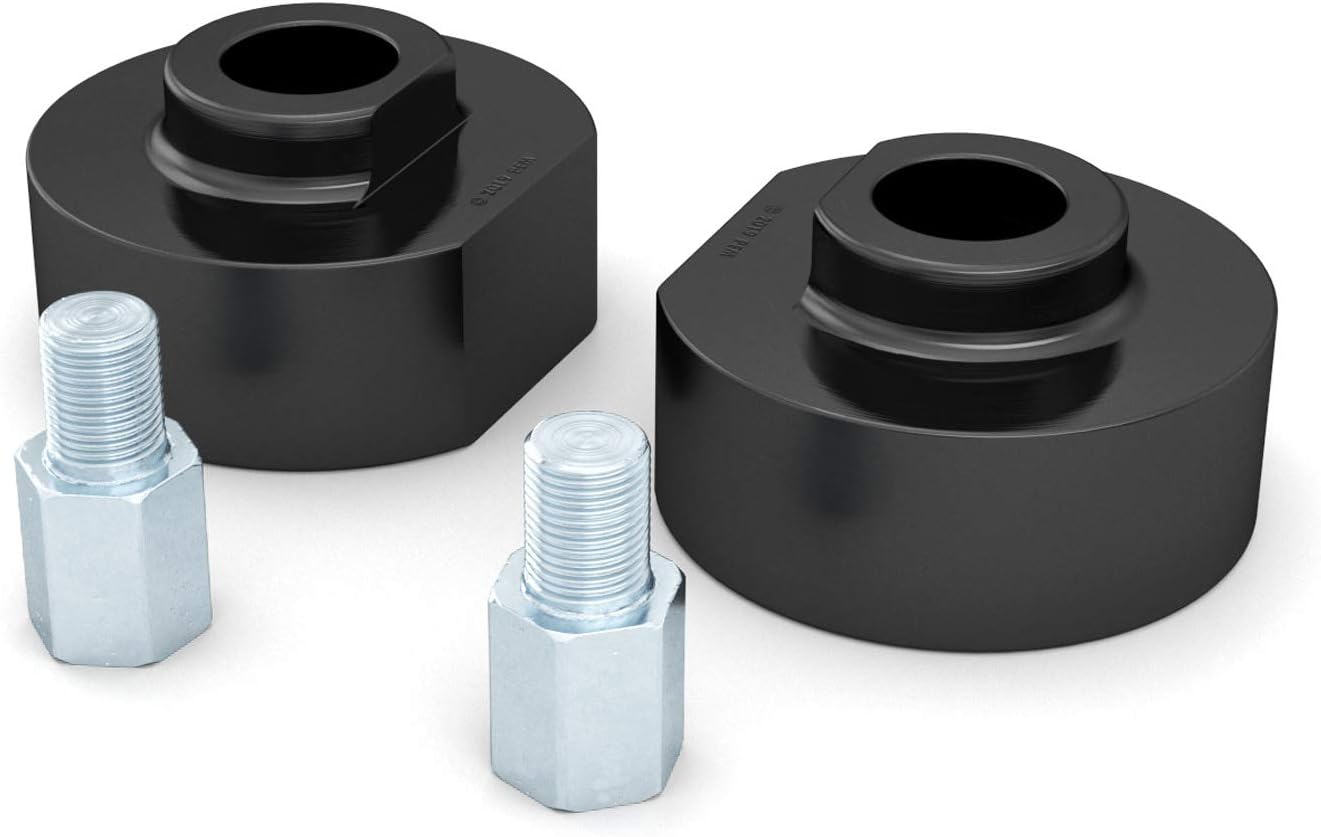 Front Leveling Kit - 2 inch Lift - 4WD Vehicles ONLY - Compatible with Ford 1981-1996 F150 F-150, 1981-1996 Bronco, 1983-1996 Ranger, 1991-1994 Explorer - Suspension Lower Strut Aluminum Black Spacers